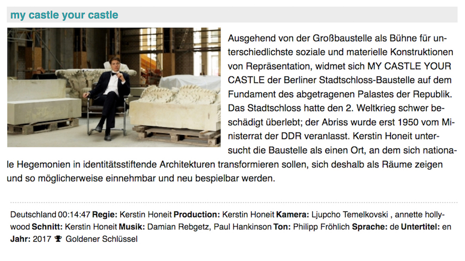 Kerstin Honeit – News: Screening Kassel, Köln: my castle your castle